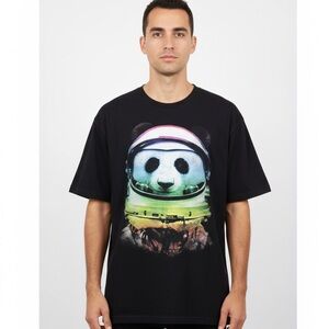 Design By Humans Astronaut Space Panda T-Shirt Size XL